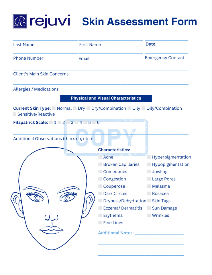 Rejuvi Skin Assessment Form